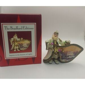 Bradford Editions Santa Ornament Rejoice in‎ the Season of Lights Xmas Decor